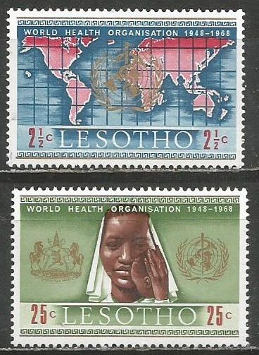 Лесото. 20 лет Всемирной организации здравоохранения. 1967г. Mi#45-46. Серия.