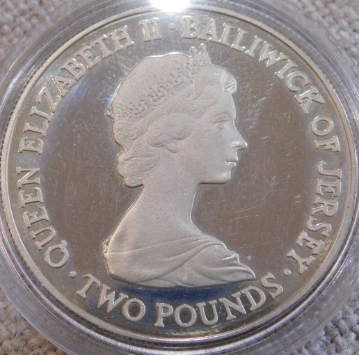 25. Джерси 2 фунта 1981 год, серебро, пруф.