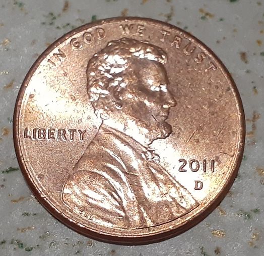 США 1 цент, 2011 Lincoln Cent Отметка монетного двора: "D" - Денвер (4-10-27)