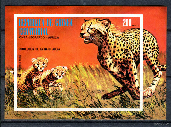 Экваториальная Гвинея - 1974г. - Африканские животные - полная серия, MNH, есть небольшая вмятинка с обратной стороны [Mi bl. 146] - 1 блок