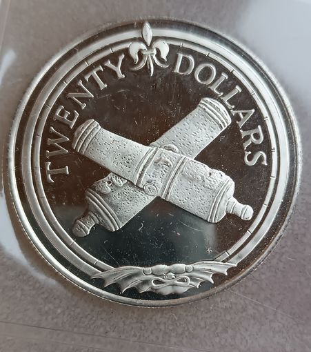 Британские Виргинские острова 20 долларов, 1985. Сокровища затонувшего корабля - Скрещенные пушки