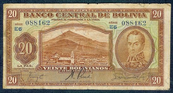 Боливия 20 Боливано 1928 год.