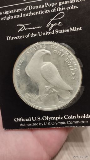 1 Олимпийский доллар 1984 серебро, США XXIII летние Олимпийские игры. Лос-Анджелес 1984г