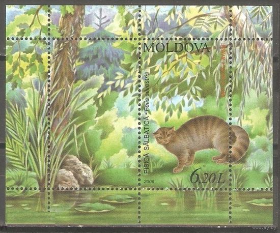 Молдова, 2006, Mi. 563 (bl. 36), фауна, пушные звери, дикий кот, MNH