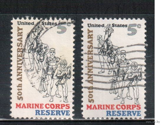США-1966, (Мих. 906 х+у) , гаш. , Военно-морские силы (одиночка), 2 типа бумаги