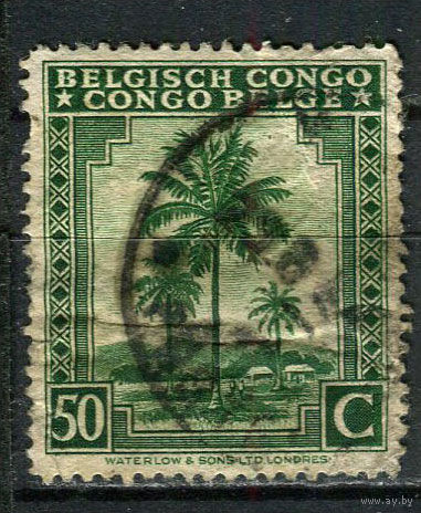 Бельгийское Конго - 1942/1943 - Пальма 50C - (есть тонкое место) - [Mi.212] - 1 марка. Гашеная.  (Лот 45EV)-T25P1