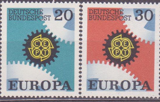 Германия 1967 серия 'Европа-CEPT/Европа-СЕПТ' эмблема шестеренки **