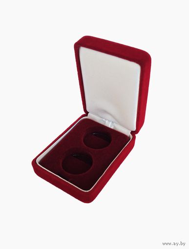 Футляр для 2 монет 25.00 mm (10 руб. Au) бархатный красный