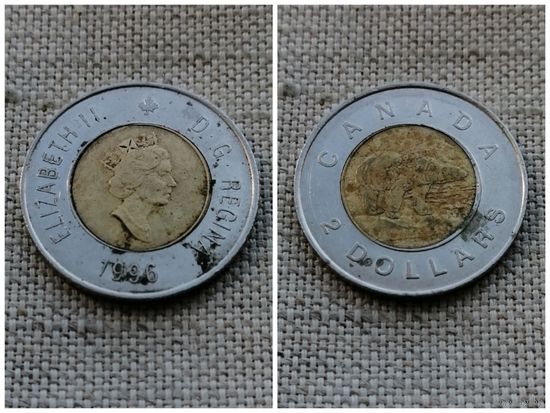 Канада 2 доллара 1996/Би-металл/фауна - медведь