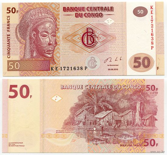 Конго. 50 франков (образца 2013 года, P97Ab, G&D, UNC)