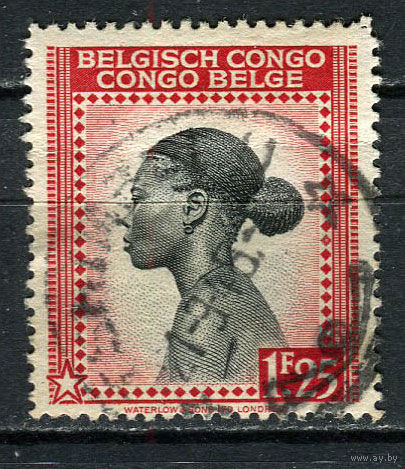 Бельгийское Конго - 1942/1943 - Местная женщина 1,25Fr - [Mi.216] - 1 марка. Гашеная.  (Лот 46EV)-T25P1