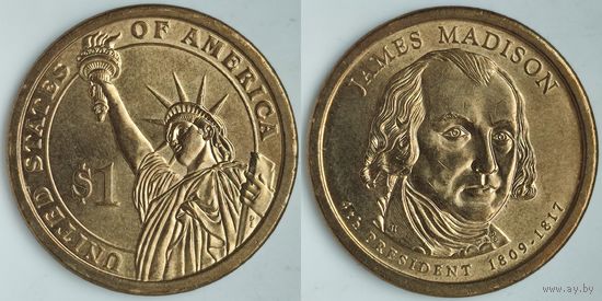 США 1 доллар, 2007 Президент США - Джеймс Мэдисон (1809-1817) D #142