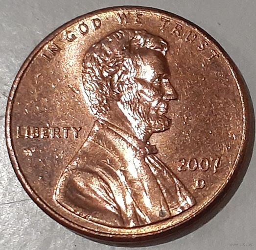 США 1 цент, 2007 Lincoln Cent Отметка монетного двора: "D" - Денвер (1-3-43)