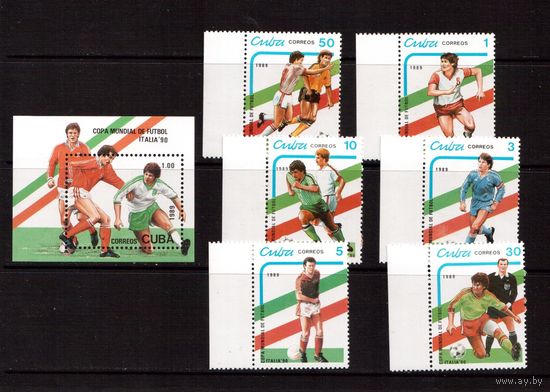 Куба-1989,(Мих.3271-3276,БЛ.114)  ** , Спорт, ЧМ по футболу