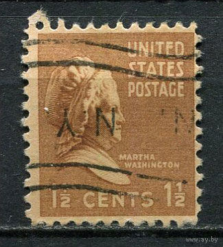 США - 1938/1954 - Марта Вашингтон  1 1/2С - [Mi.412A] - 1 марка. Гашеная.  (Лот 39Dj)