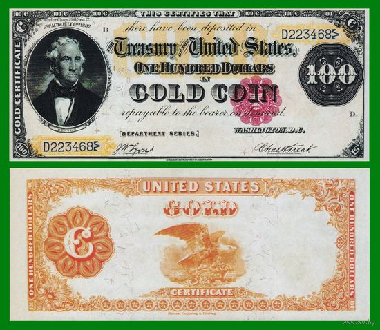 [КОПИЯ] США 100 долларов 1882 г. Золотой сертификат
