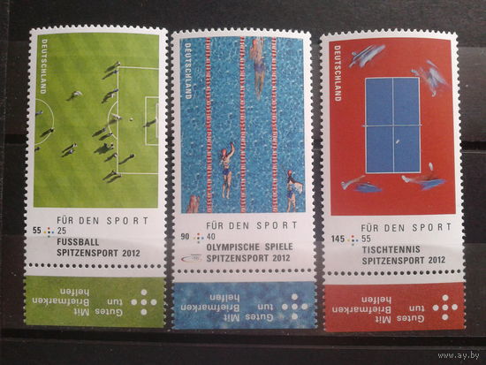 Германия 2012 Футбол, теннис, плавание Михель-8,2 евро полная серия