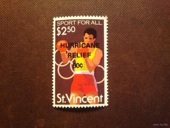 Сент-Винсент 1980 г.Надпечатка. Помощь от урагана.Номинал 2,50 долларов./37а/