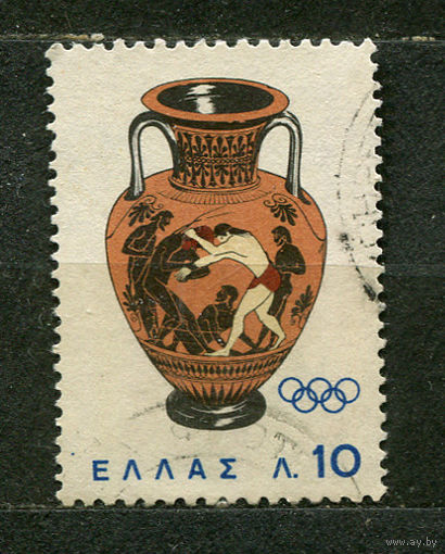 Олимпиада в Токио. Амфора с изображением борцовского поединка. Греция. 1964