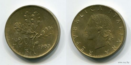 Италия. 20 лир (1983, XF)