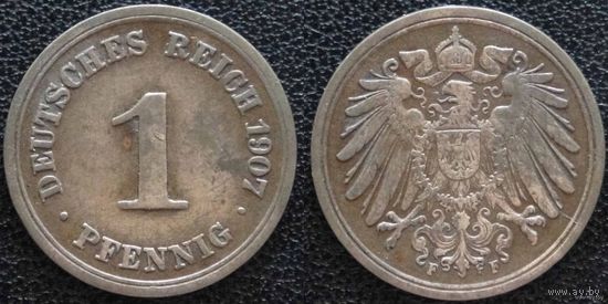 YS: Германия, Рейх, 1 пфенниг 1907F, KM# 10