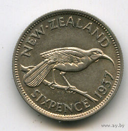 6 пенсов 1937 Новая Зеландия качество
