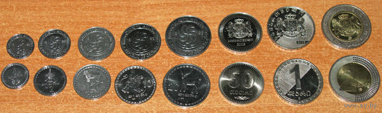 Грузия комплект монет 1,2,5,10,20,50 тетри 1,2 лари 1993 - 2006 UNC
