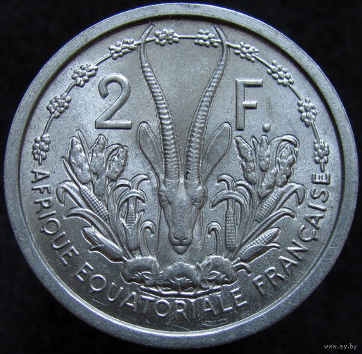 1к Фр. Экваториальная Африка 2 франка 1948 ТОРГ уместен  (392) В КАПСУЛЕ распродажа коллекции