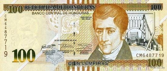 Гондурас 100 лемпира образца 2016 года UNC p102