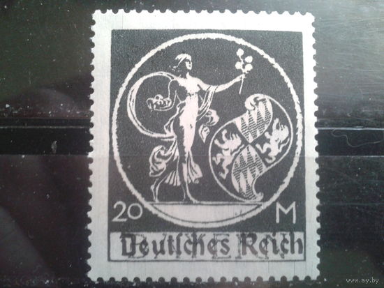 Германия 1920 Надпечатка на марке Баварии 20 марок** Михель-30,0 евро концевая