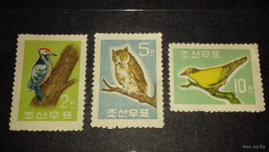Корея КНДР 1961 Фауна Птицы полная редкая серия 3 чистые марки
