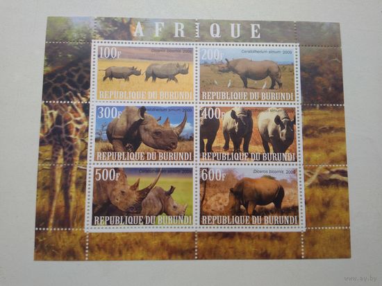 Блок марок Носороги
