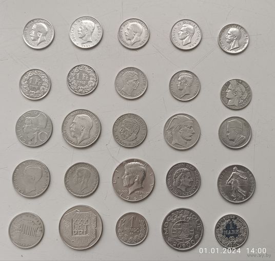 Серебро. 70 монет +