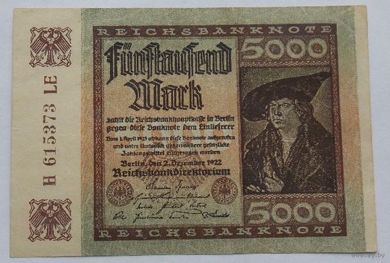 Германия 5000 марок 1922 2 декабря