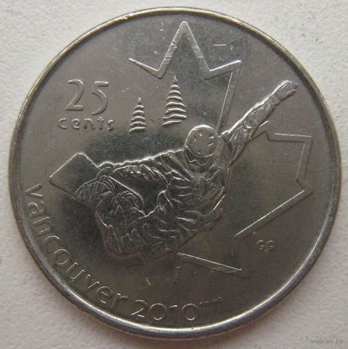 Канада 25 центов 2008 г. XXI зимние Олимпийские Игры. Ванкувер 2010. Сноуборд